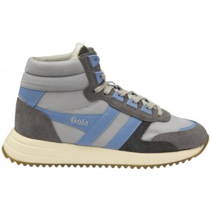 Gola Classics Chicago High Sneakers Lysegrå Blå Blå Danmark | WHCV64931