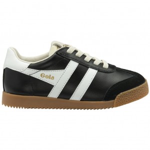 Gola Classics Elan Leather Sneakers Sort Hvide Danmark | VXBG39475