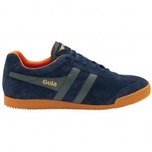 Gola Classics Harrier Suede Sneakers Mørkeblå Orange Danmark | CDIO73195