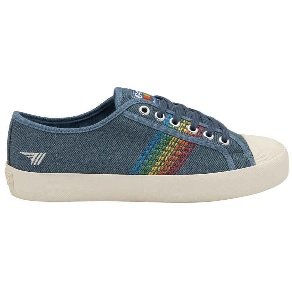 Gola Classics Coaster Rainbow Stitch Shoes Denim Multi Danmark | GLOJ23875