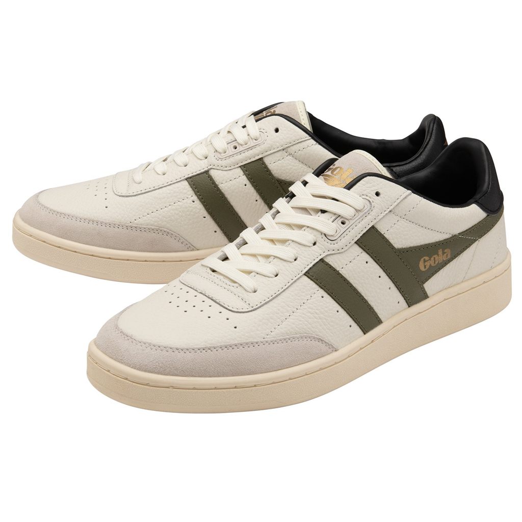 Gola Classics Contact Leather Sneakers Hvide Khaki Sort Danmark | EXWV76853
