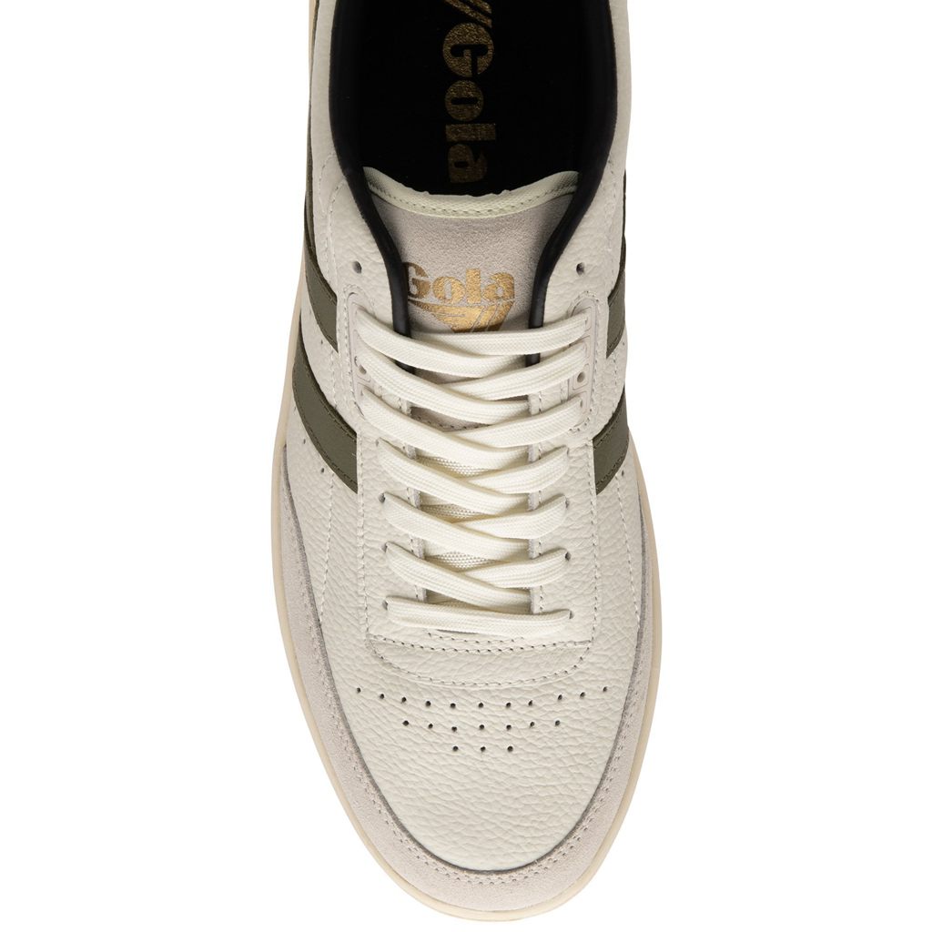 Gola Classics Contact Leather Sneakers Hvide Khaki Sort Danmark | EXWV76853