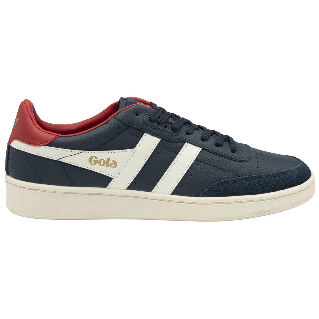 Gola Classics Contact Leather Sneakers Mørkeblå Hvide Dyb Rød Danmark | RIAV17439