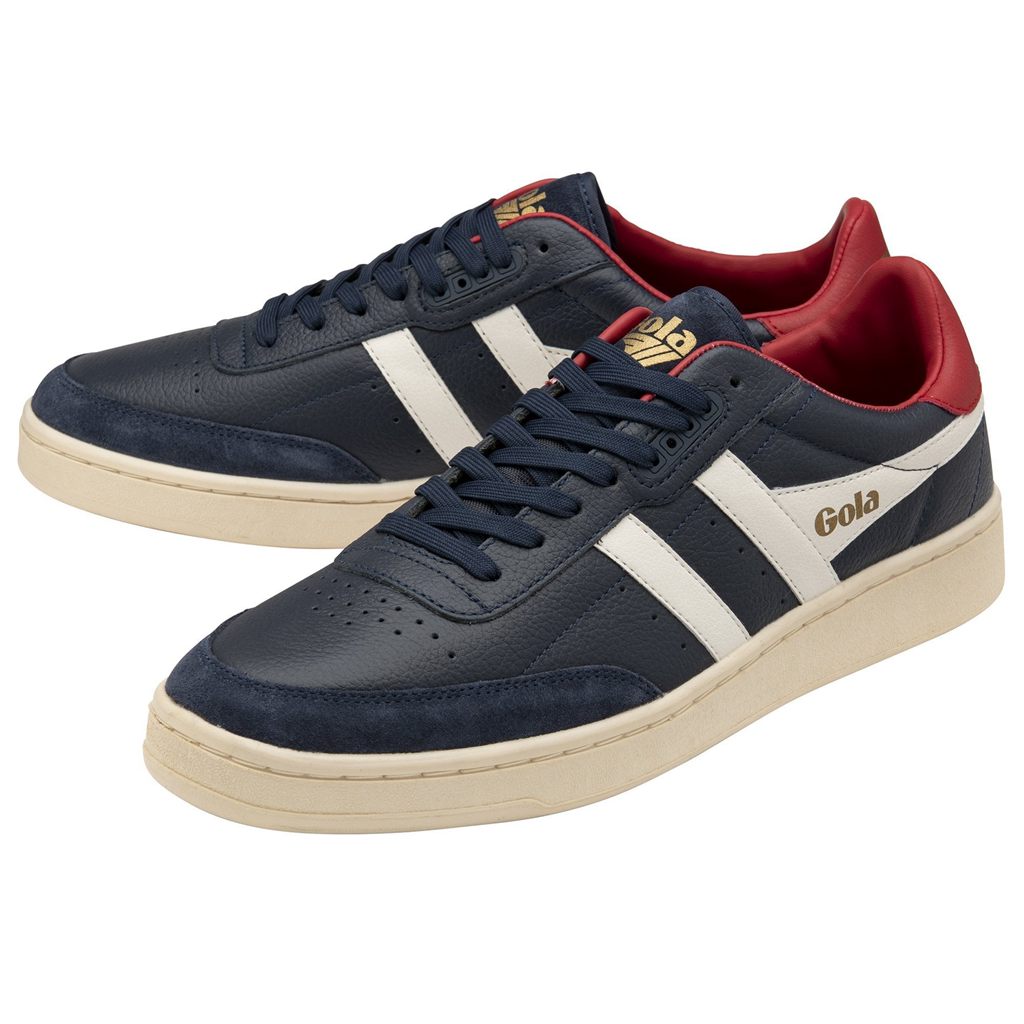Gola Classics Contact Leather Sneakers Mørkeblå Hvide Dyb Rød Danmark | RIAV17439