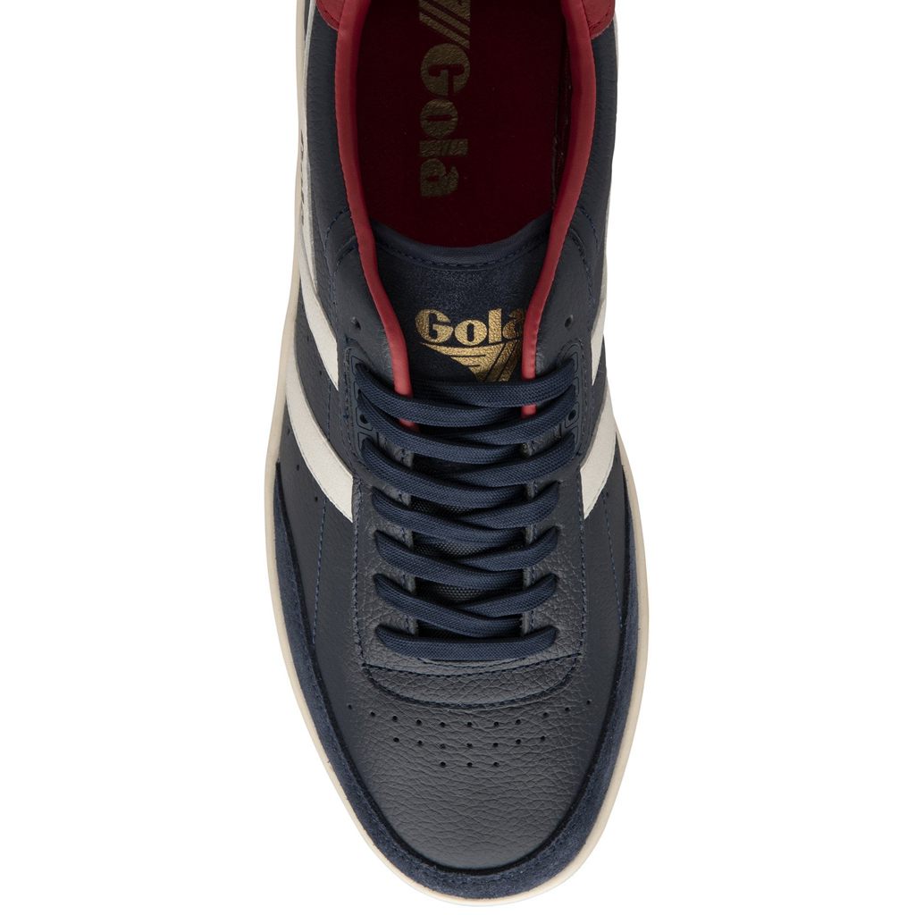 Gola Classics Contact Leather Sneakers Mørkeblå Hvide Dyb Rød Danmark | RIAV17439