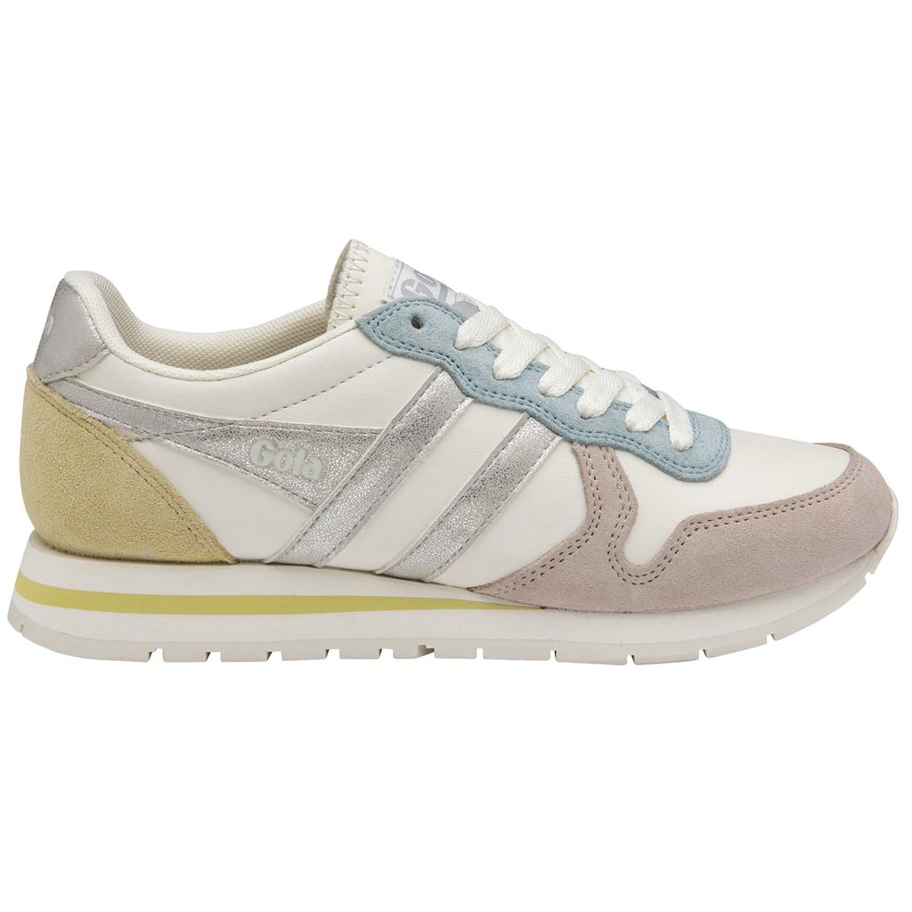 Gola Classics Daytona Quadrant Sneakers Hvide Sølv Citron Danmark | QUTP03486