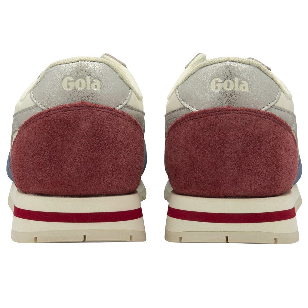 Gola Classics Daytona Quadrant Sneakers Hvide Sølv Dyb Rød Danmark | JGZD57318