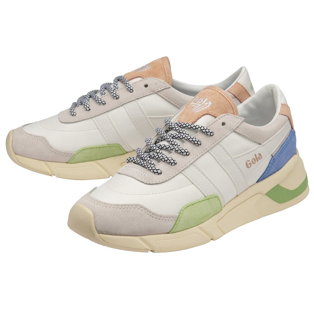 Gola Classics Eclipse Trident Sneakers Hvide Grøn Blå Danmark | YWAQ10352