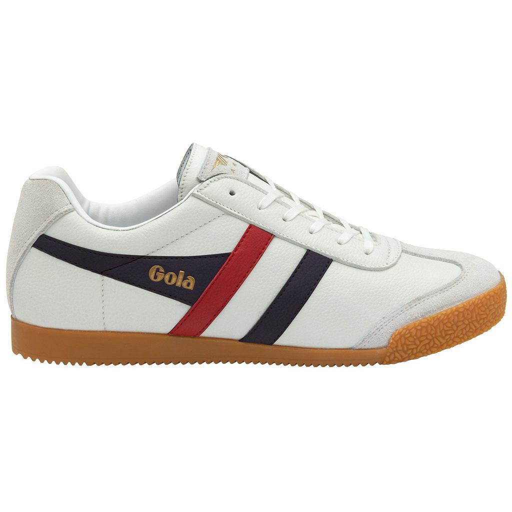 Gola Classics Harrier Leather Sneakers Hvide Mørkeblå Rød Danmark | CLEX43057
