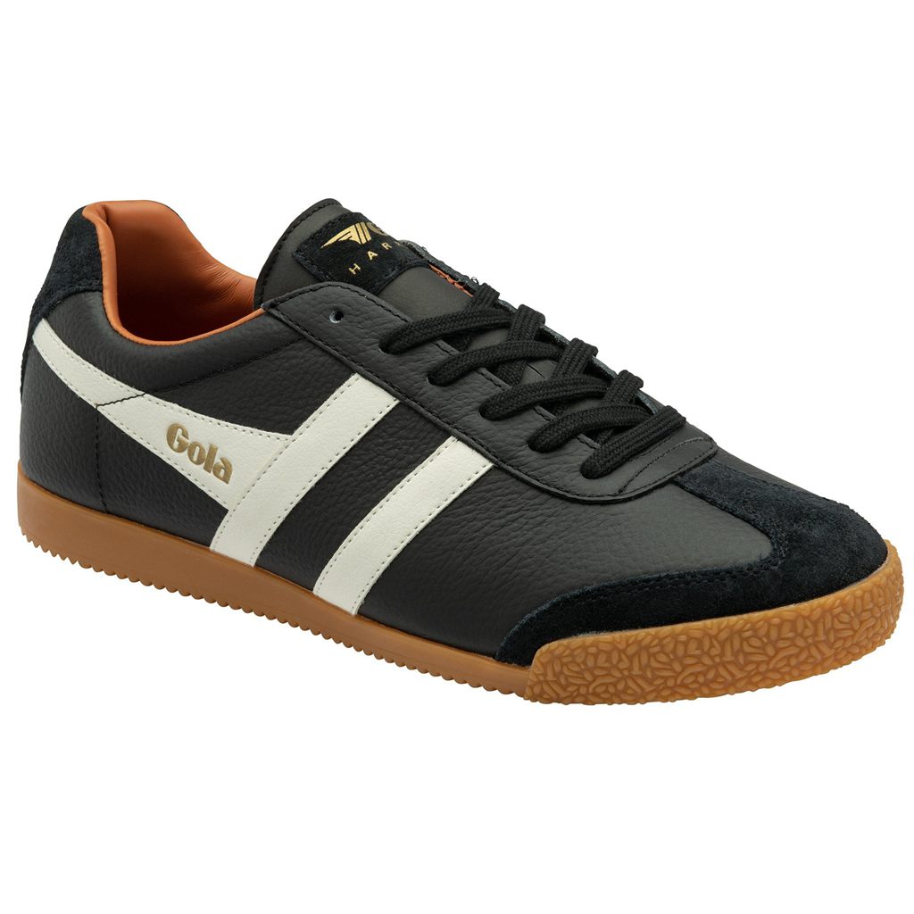 Gola Classics Harrier Leather Sneakers Sort Hvide Orange Danmark | MGIE03984