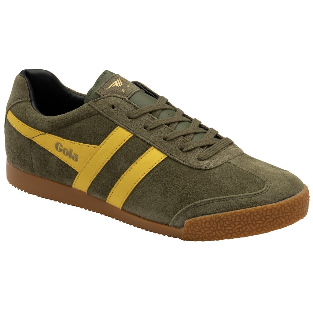 Gola Classics Harrier Suede Sneakers Khaki Sort Danmark | QGXJ30612