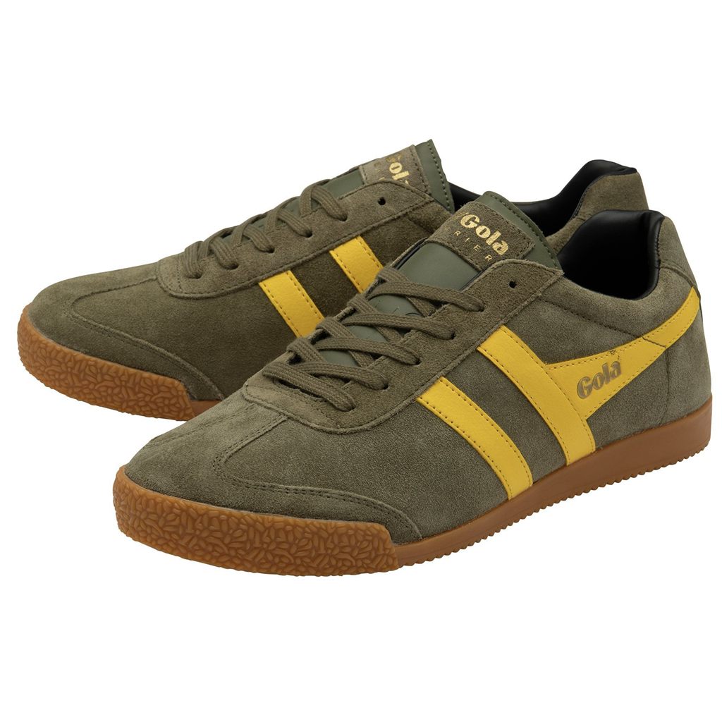 Gola Classics Harrier Suede Sneakers Khaki Sort Danmark | QGXJ30612