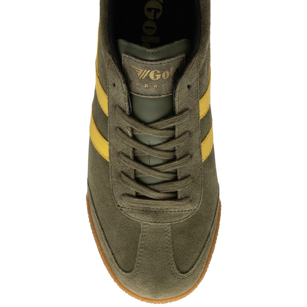 Gola Classics Harrier Suede Sneakers Khaki Sort Danmark | QGXJ30612