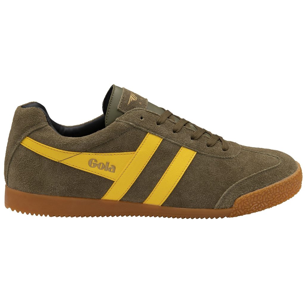 Gola Classics Harrier Suede Sneakers Khaki Sort Danmark | QGXJ30612