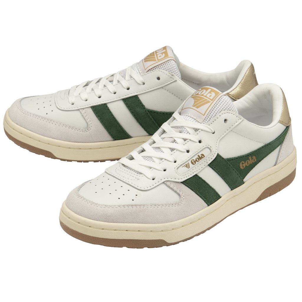Gola Classics Hawk Sneakers Hvide Mørkegrøn Guld Danmark | IFRQ96480