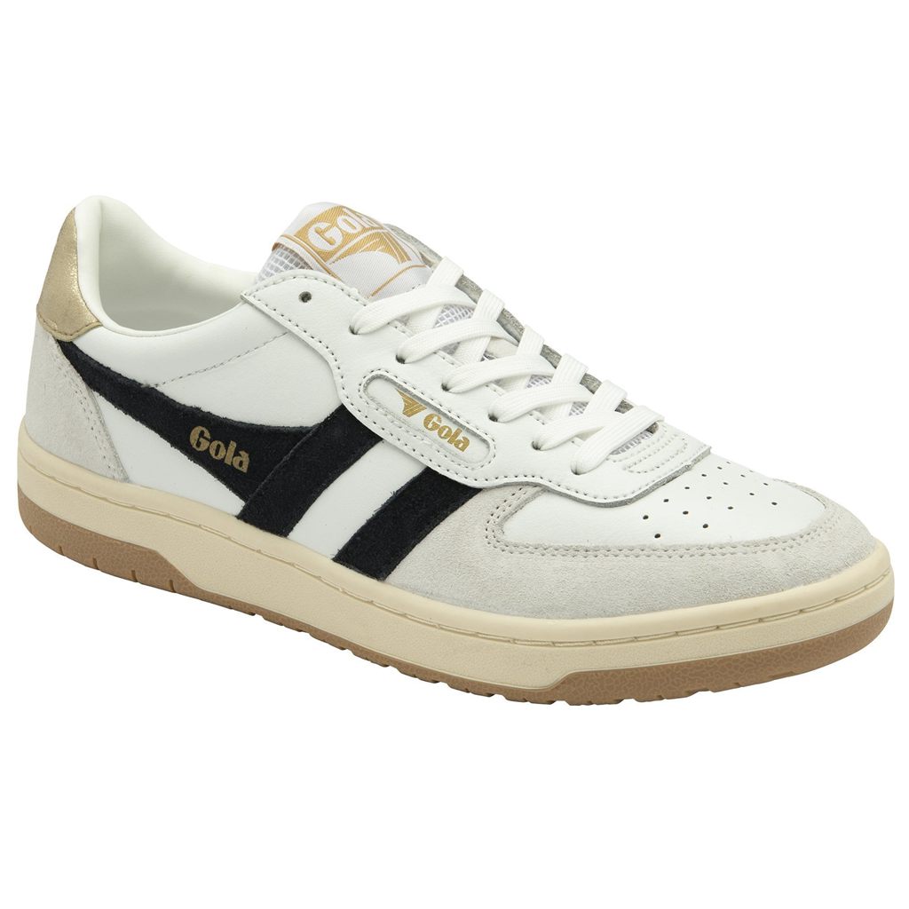Gola Classics Hawk Sneakers Hvide Sort Guld Danmark | KGEL54196