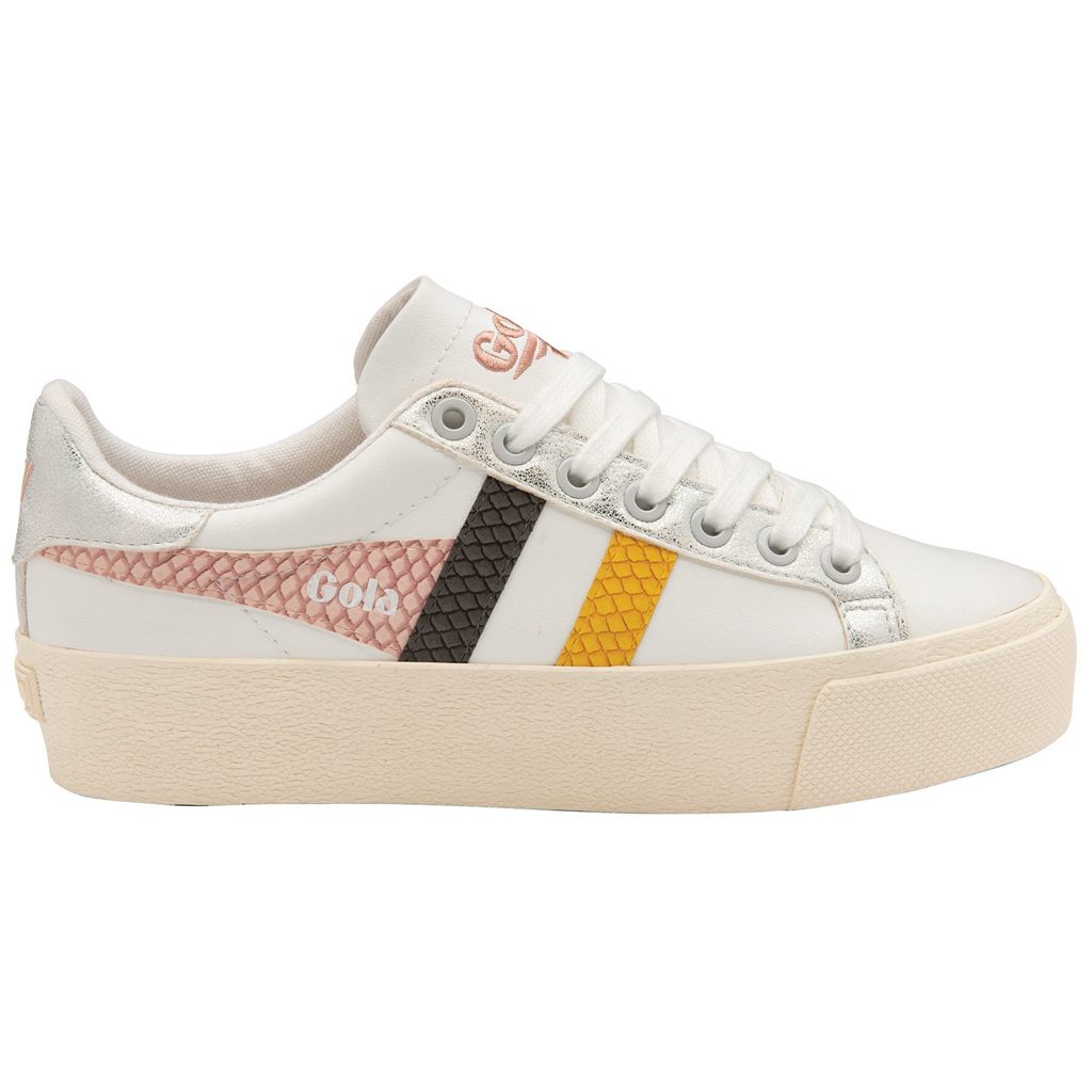 Gola Classics Orchid Platform Trident Snake Sneakers Hvide Lyserød Danmark | QTIJ09168
