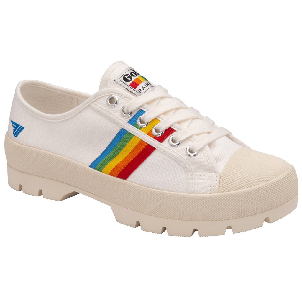 Gola Vegan Classics Coaster Peak Rainbow Shoes Hvide Danmark | CNLK79013