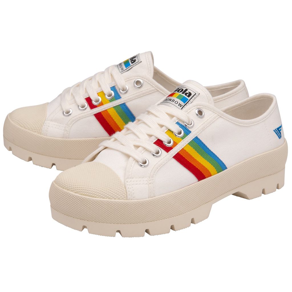 Gola Vegan Classics Coaster Peak Rainbow Shoes Hvide Danmark | CNLK79013