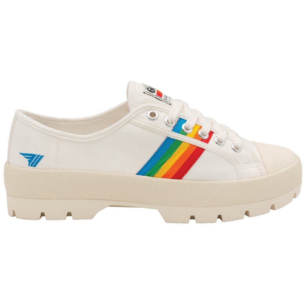 Gola Vegan Classics Coaster Peak Rainbow Shoes Hvide Danmark | CNLK79013
