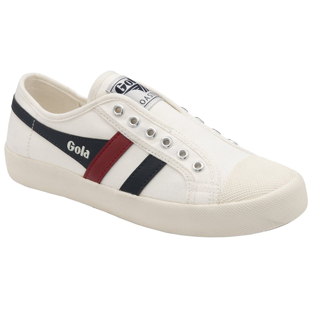 Gola Vegan Classics Coaster Slip Shoes Hvide Mørkeblå Rød Danmark | LSCQ45310