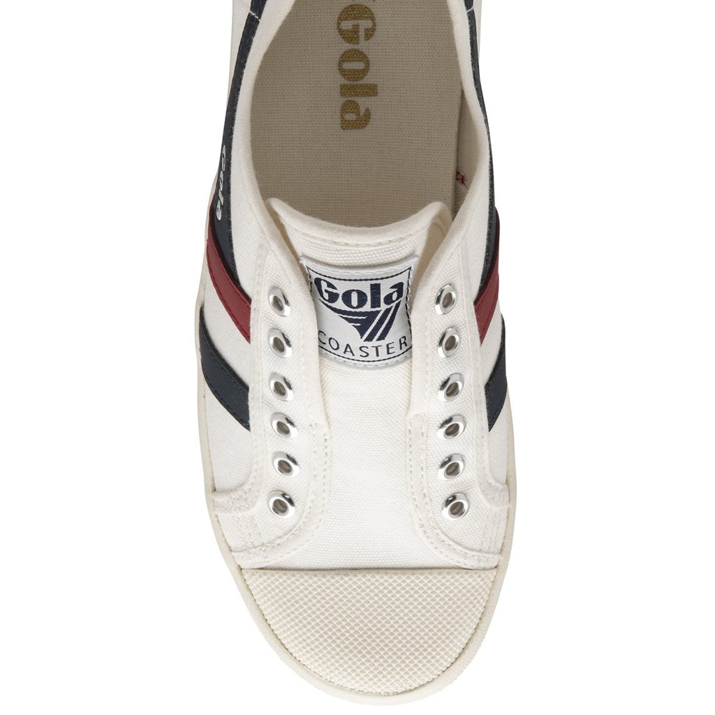 Gola Vegan Classics Coaster Slip Shoes Hvide Mørkeblå Rød Danmark | LSCQ45310