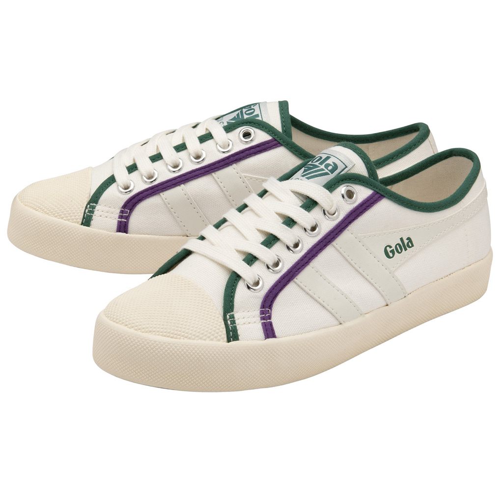 Gola Vegan Classics Coaster Smash Shoes Hvide Mørkegrøn Lilla Danmark | GHEI47689