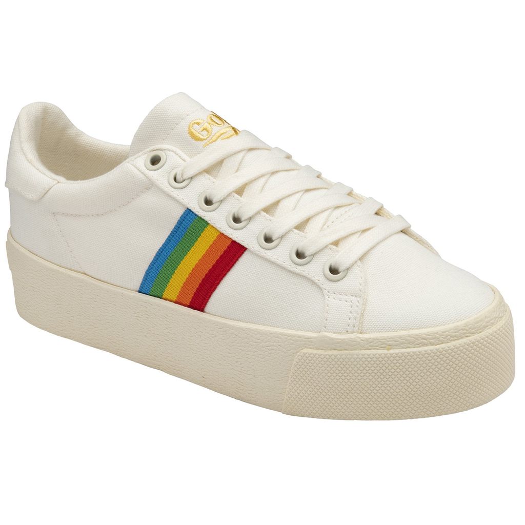 Gola Vegan Classics Orchid Platform Rainbow Shoes Hvide Danmark | ABLW53694