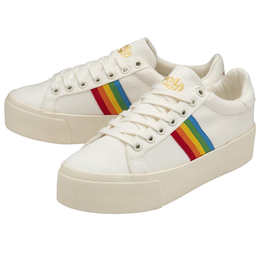 Gola Vegan Classics Orchid Platform Rainbow Shoes Hvide Danmark | ABLW53694