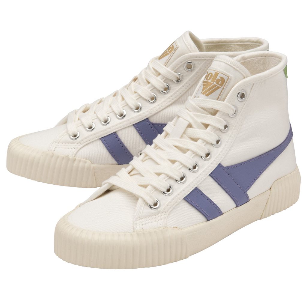 Gola Vegan Classics Rally High Plimsoll Sneakers Hvide Lavendel Grøn Danmark | FBIH40819