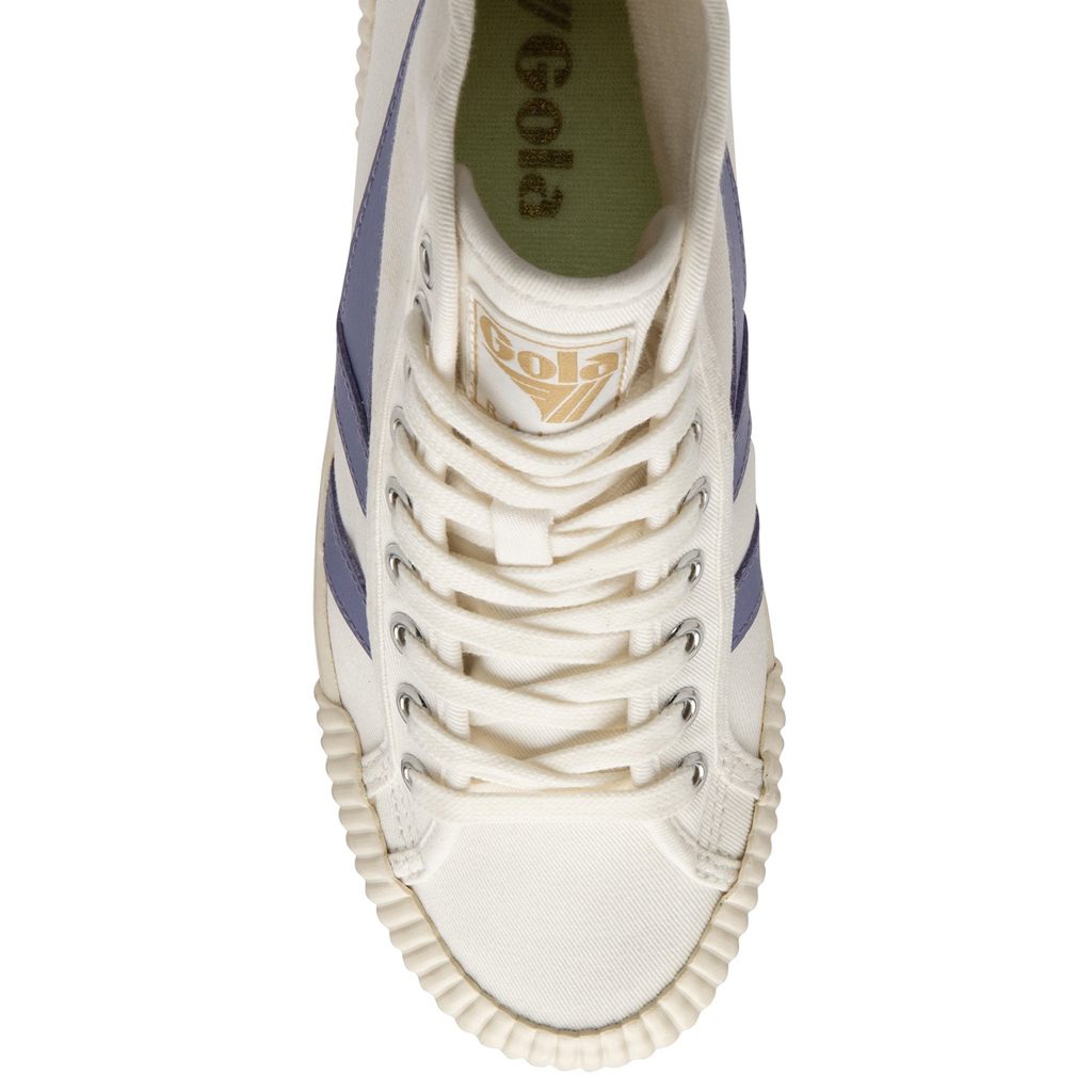Gola Vegan Classics Rally High Plimsoll Sneakers Hvide Lavendel Grøn Danmark | FBIH40819