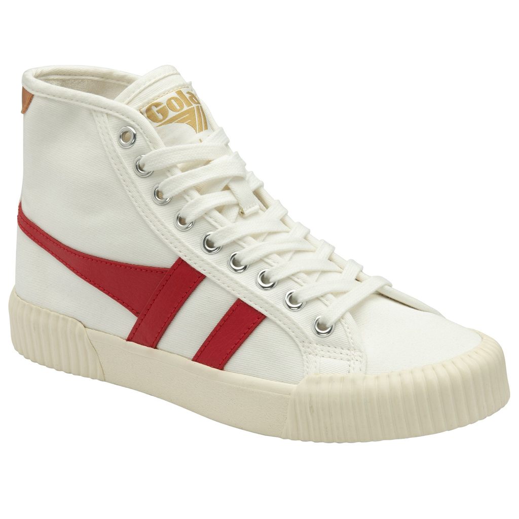 Gola Vegan Classics Rally High Plimsoll Sneakers Hvide Rød Abrikos Danmark | HOZI65413