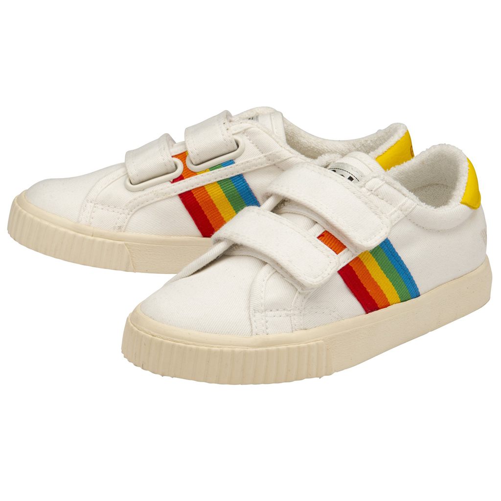 Gola Vegan Classics Tennis Mark Cox Rainbow Strap Shoes Hvide Danmark | RJCY69713